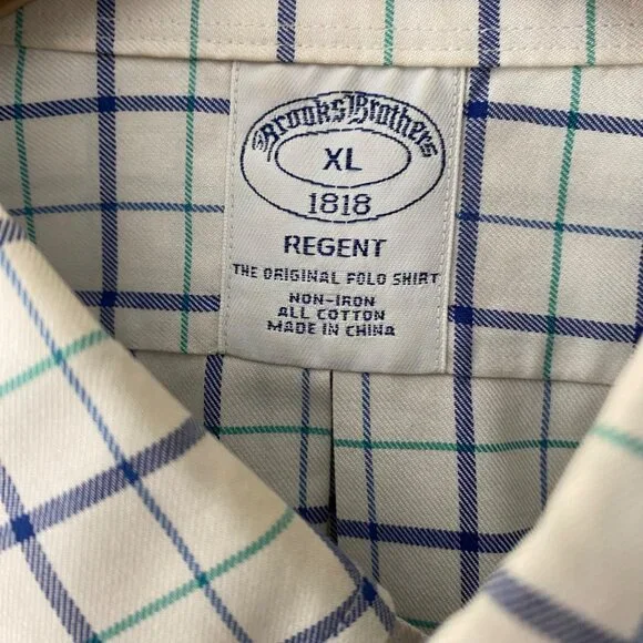 Brooks Brothers Regent Non-Iron Checkered windowpane Cotton Shirt Size XL - Picture 3 of 10